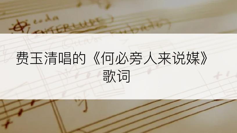 费玉清唱的《何必旁人来说媒》歌词