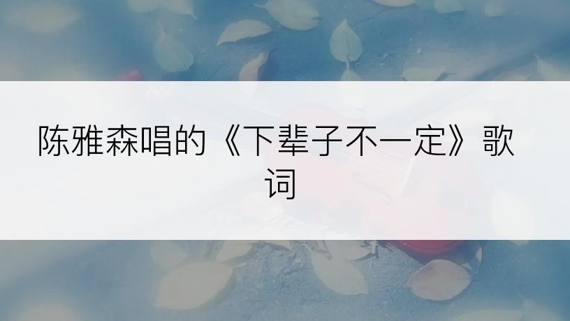 陈雅森唱的《下辈子不一定》歌词