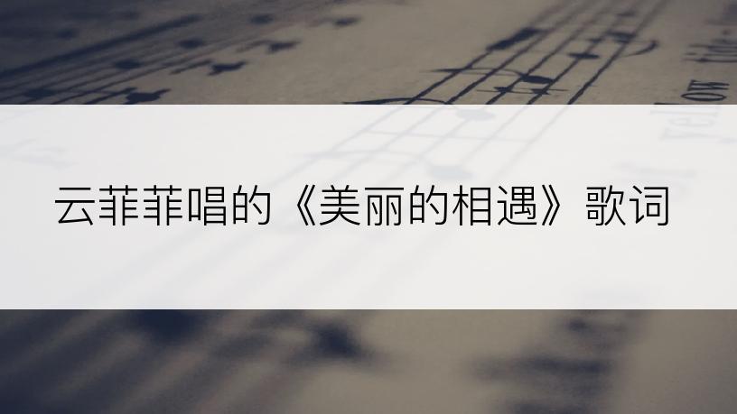 云菲菲唱的《美丽的相遇》歌词