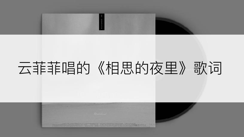 云菲菲唱的《相思的夜里》歌词