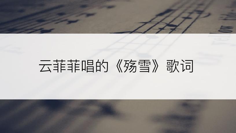 云菲菲唱的《殇雪》歌词
