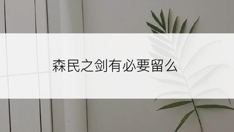 森民之剑有必要留么