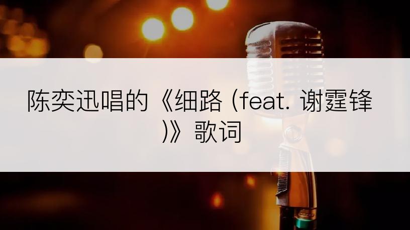 陈奕迅唱的《细路 (feat. 谢霆锋)》歌词