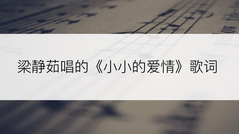 梁静茹唱的《小小的爱情》歌词