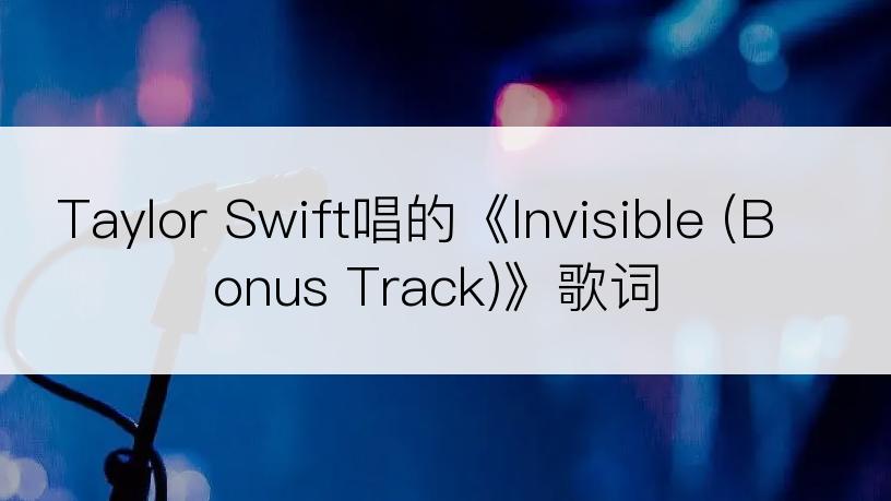 Taylor Swift唱的《Invisible (Bonus Track)》歌词