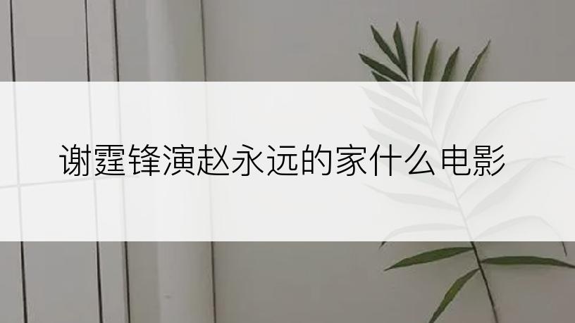 谢霆锋演赵永远的家什么电影