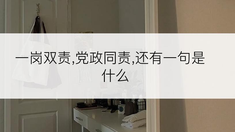 一岗双责,党政同责,还有一句是什么