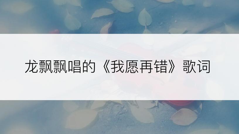 龙飘飘唱的《我愿再错》歌词