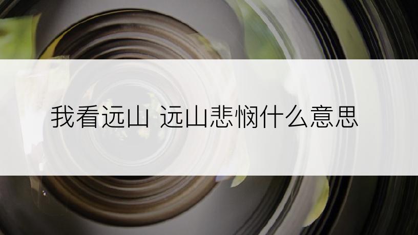我看远山 远山悲悯什么意思