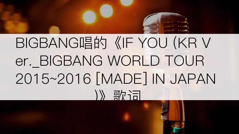 BIGBANG唱的《IF YOU (KR Ver._BIGBANG WORLD TOUR 2015~2016 [MADE] IN JAPAN)》歌词