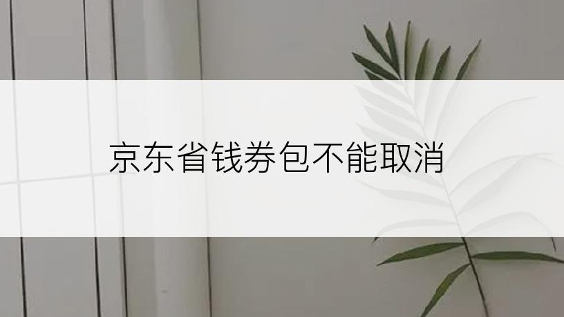 京东省钱券包不能取消
