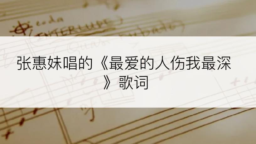 张惠妹唱的《最爱的人伤我最深》歌词