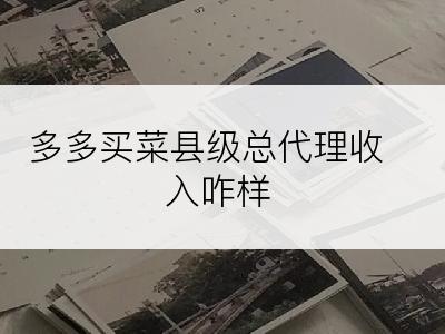 多多买菜县级总代理收入咋样
