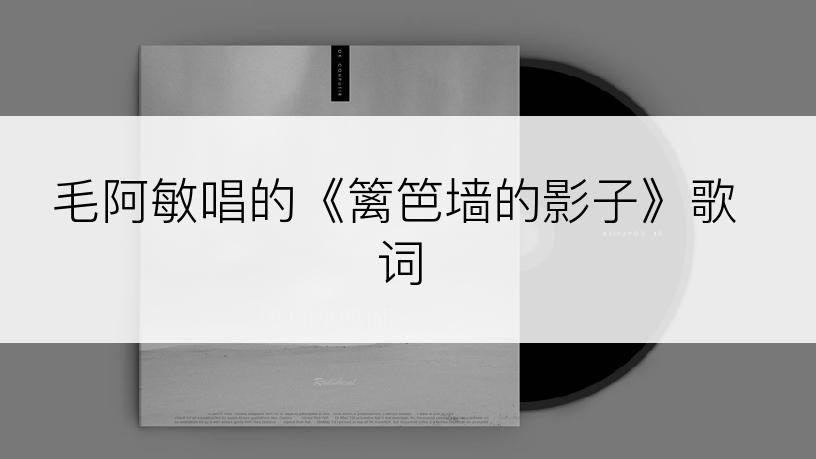 毛阿敏唱的《篱笆墙的影子》歌词