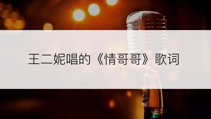 王二妮唱的《情哥哥》歌词