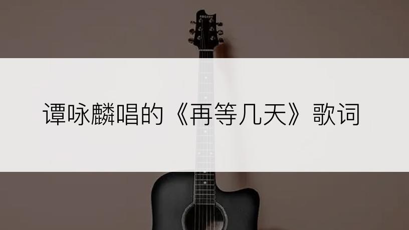 谭咏麟唱的《再等几天》歌词