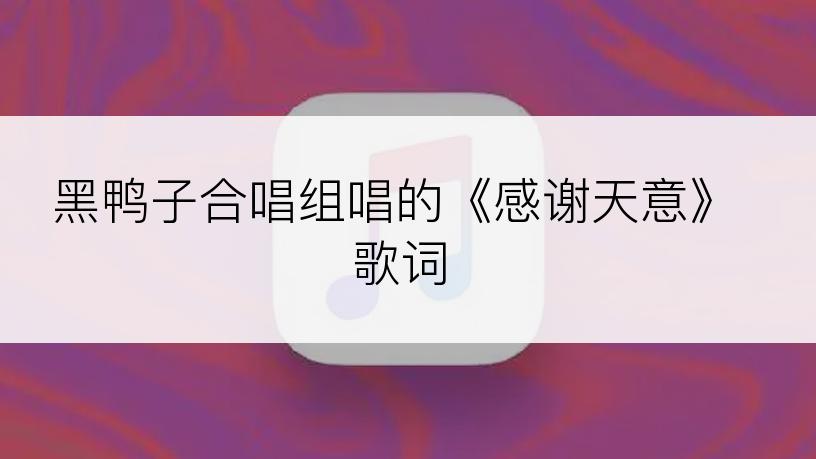 黑鸭子合唱组唱的《感谢天意》歌词