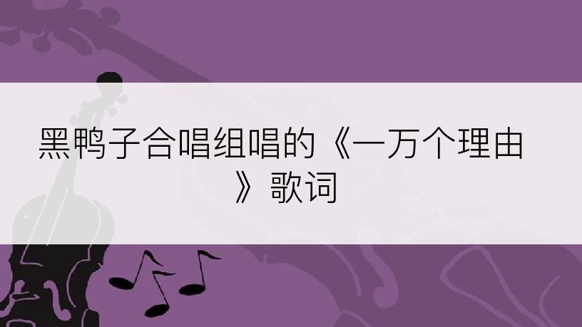 黑鸭子合唱组唱的《一万个理由》歌词