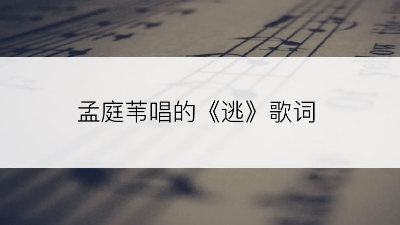 孟庭苇唱的《逃》歌词