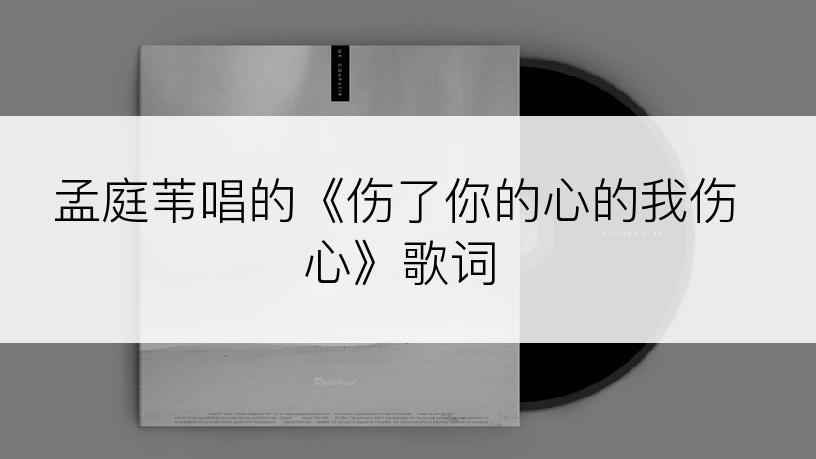孟庭苇唱的《伤了你的心的我伤心》歌词