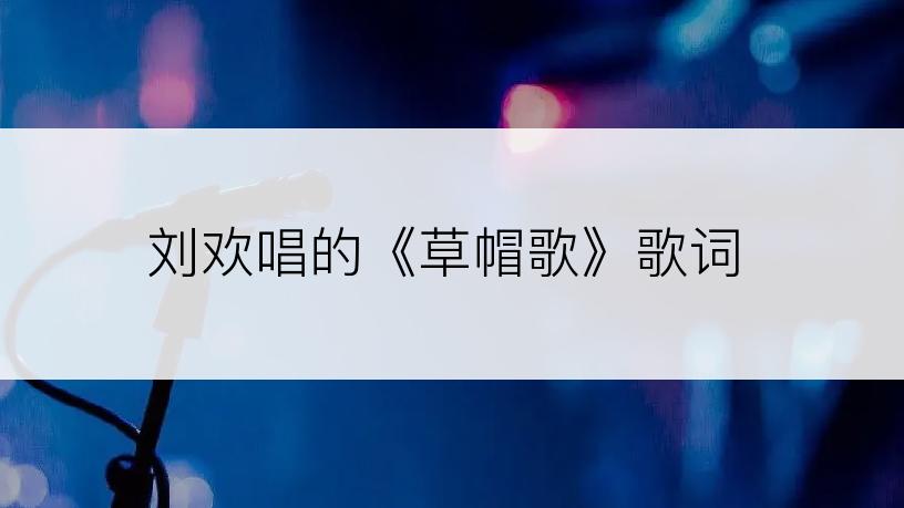 刘欢唱的《草帽歌》歌词