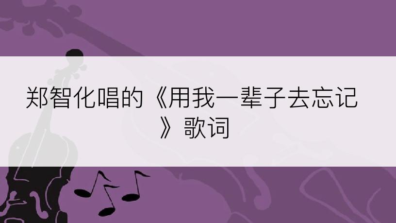 郑智化唱的《用我一辈子去忘记》歌词