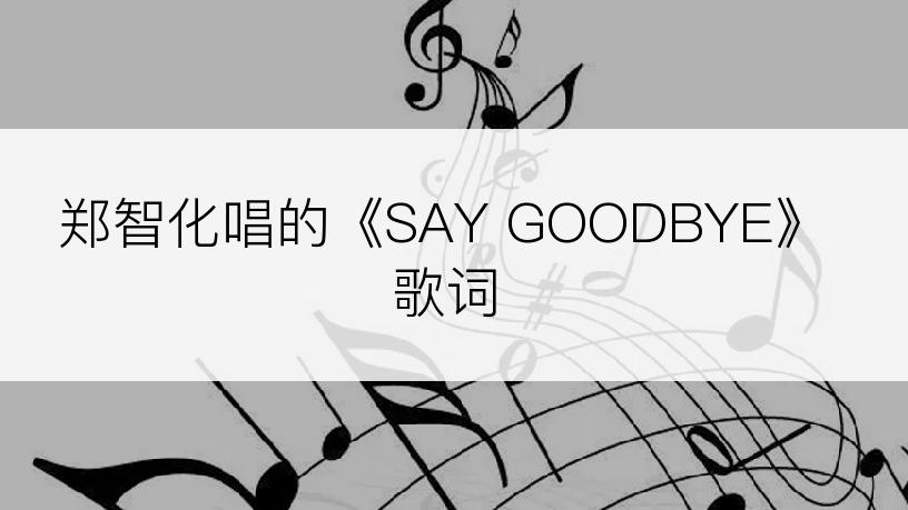 郑智化唱的《SAY GOODBYE》歌词