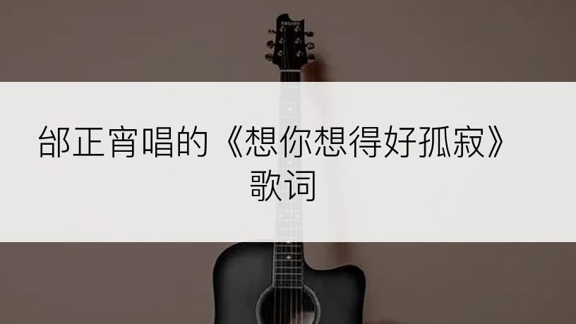 邰正宵唱的《想你想得好孤寂》歌词