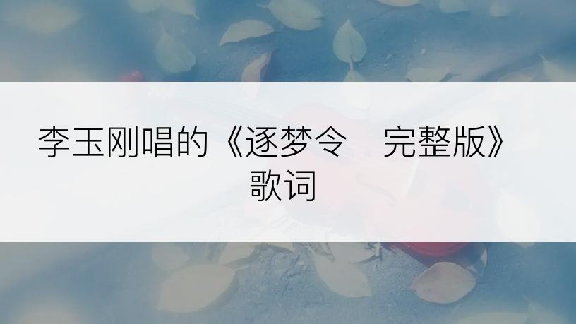 李玉刚唱的《逐梦令　完整版》歌词