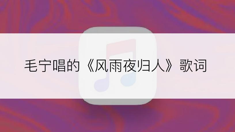 毛宁唱的《风雨夜归人》歌词