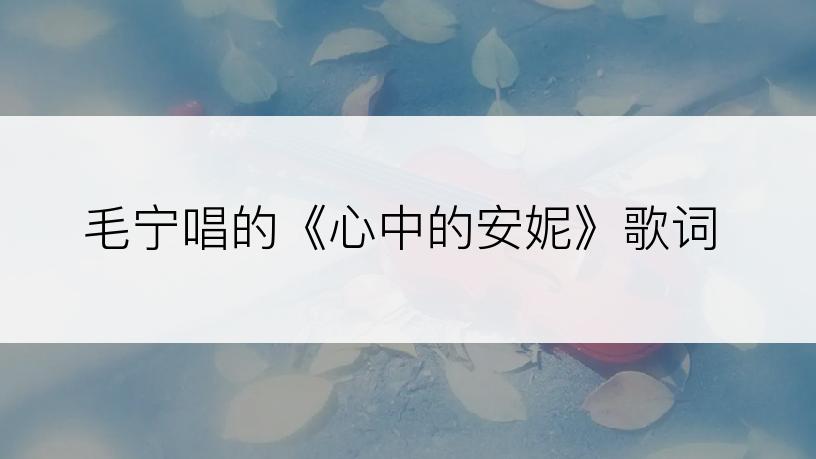 毛宁唱的《心中的安妮》歌词