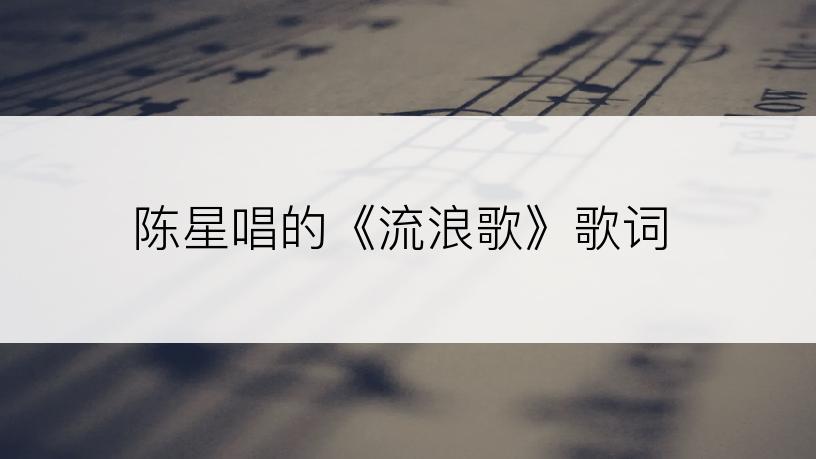 陈星唱的《流浪歌》歌词
