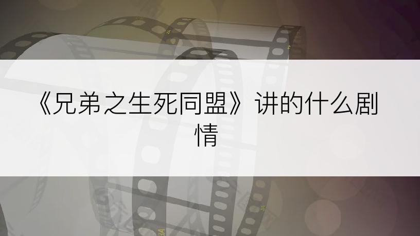 《兄弟之生死同盟》讲的什么剧情