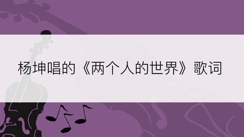 杨坤唱的《两个人的世界》歌词