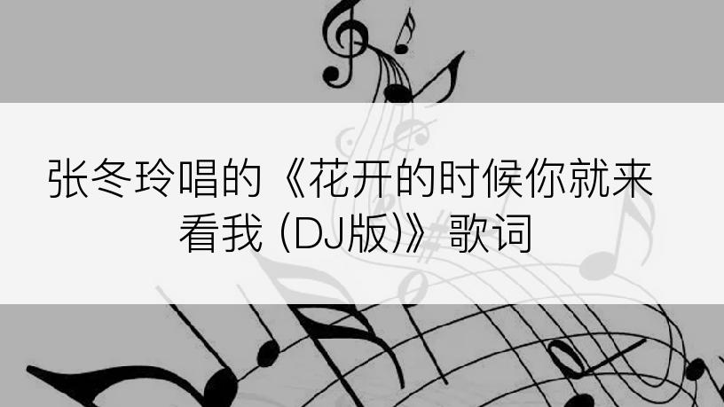 张冬玲唱的《花开的时候你就来看我 (DJ版)》歌词