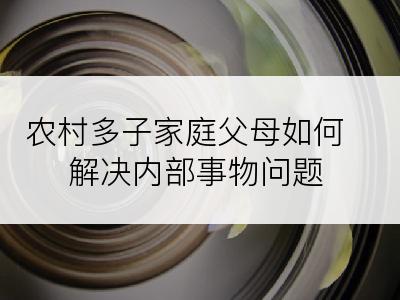 农村多子家庭父母如何解决内部事物问题