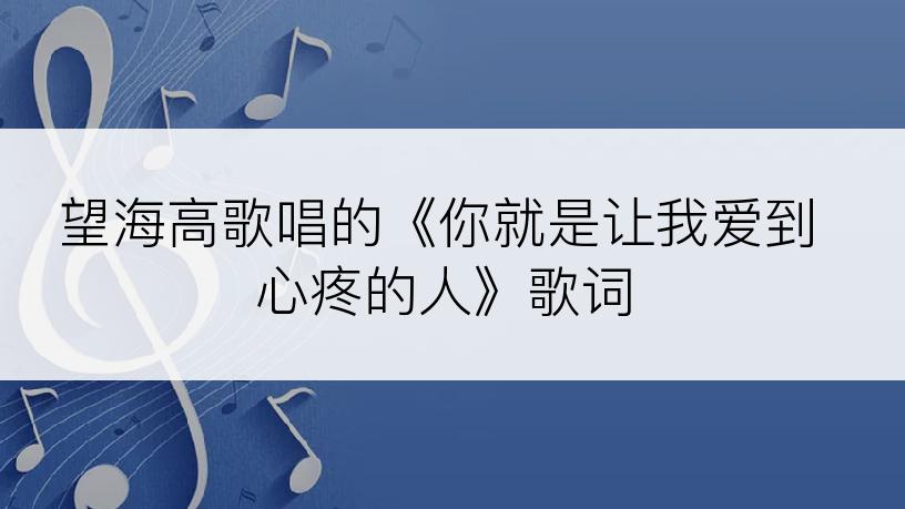 望海高歌唱的《你就是让我爱到心疼的人》歌词