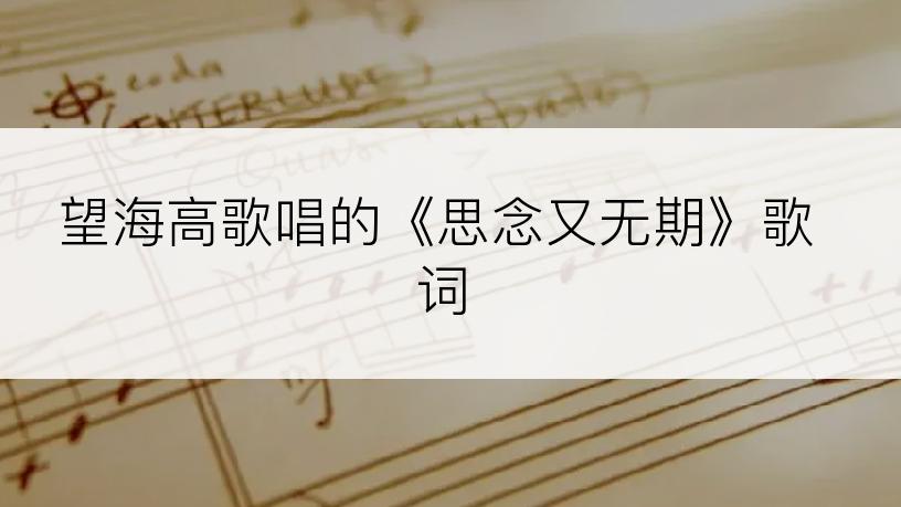 望海高歌唱的《思念又无期》歌词