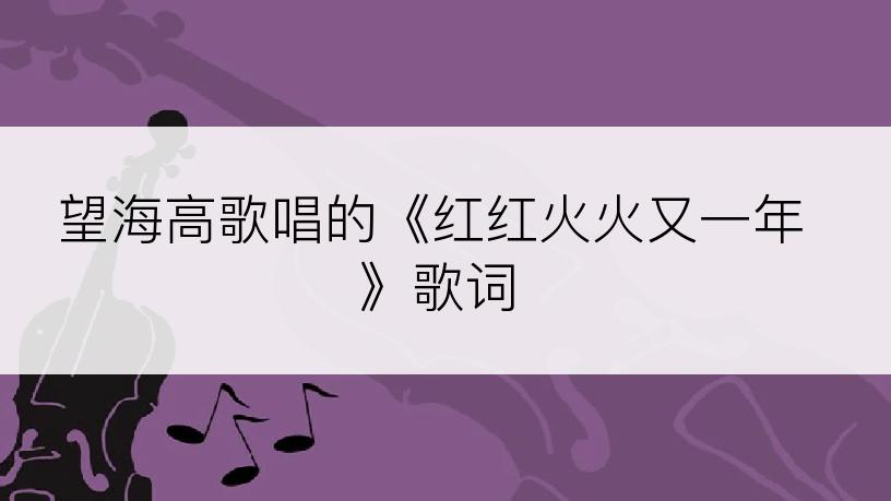 望海高歌唱的《红红火火又一年》歌词