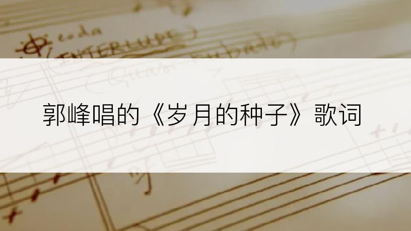 郭峰唱的《岁月的种子》歌词