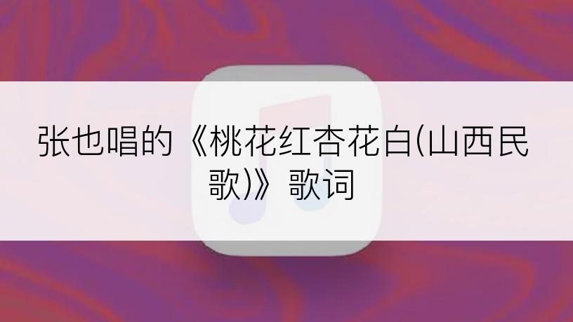 张也唱的《桃花红杏花白(山西民歌)》歌词
