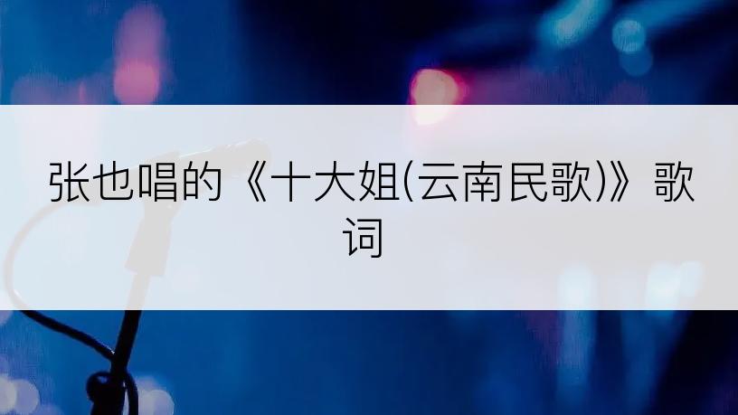 张也唱的《十大姐(云南民歌)》歌词