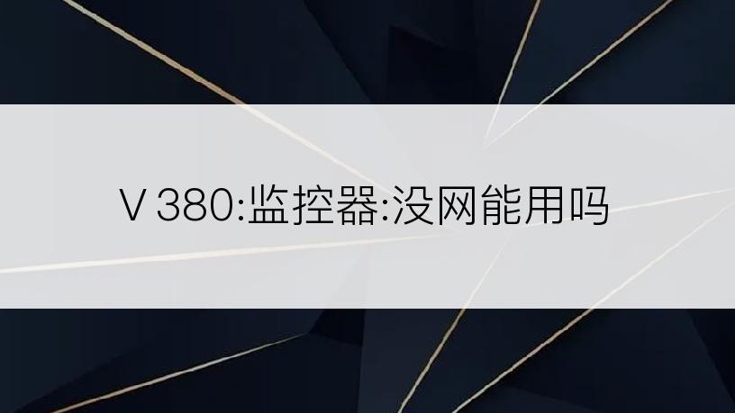 Ⅴ380:监控器:没网能用吗