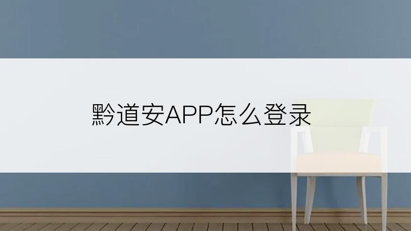 黔道安APP怎么登录