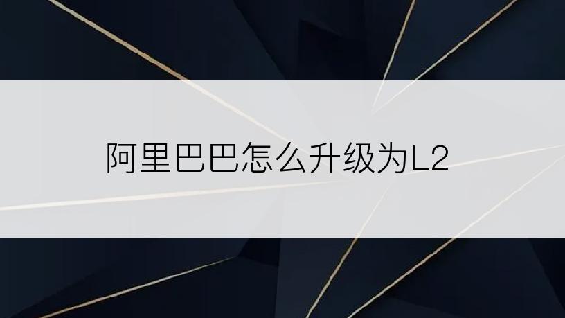 阿里巴巴怎么升级为L2