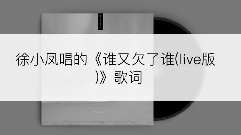 徐小凤唱的《谁又欠了谁(live版)》歌词