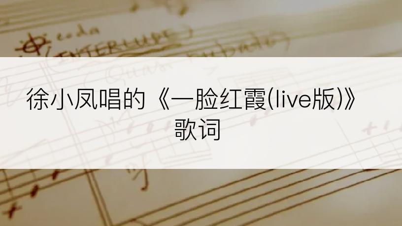 徐小凤唱的《一脸红霞(live版)》歌词