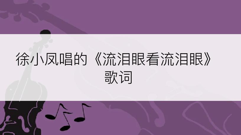 徐小凤唱的《流泪眼看流泪眼》歌词