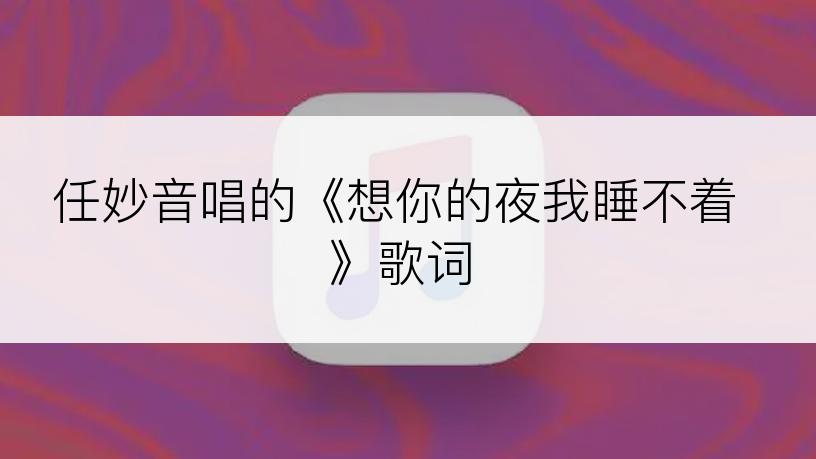 任妙音唱的《想你的夜我睡不着》歌词