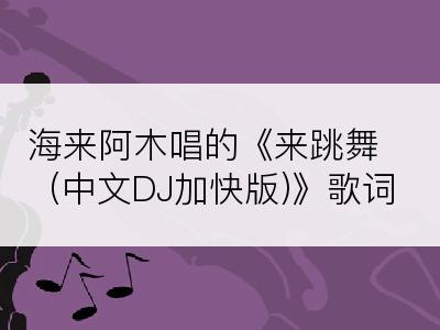 海来阿木唱的《来跳舞 (中文DJ加快版)》歌词